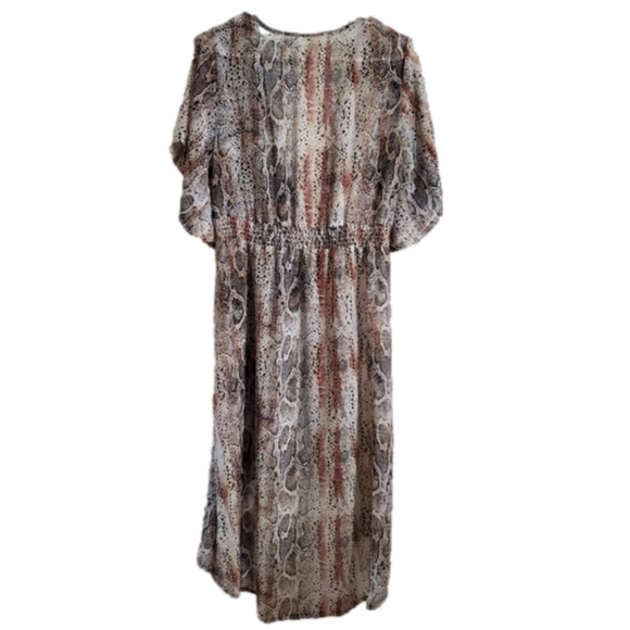 Peach Love California Bohemian Animal Print Semi Sheer Kimono Cardigan Duster - Picture 3 of 14